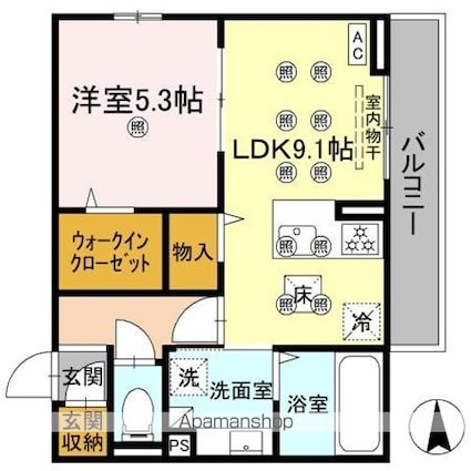 グレイス北持田[1LDK/40.35m2]の間取図