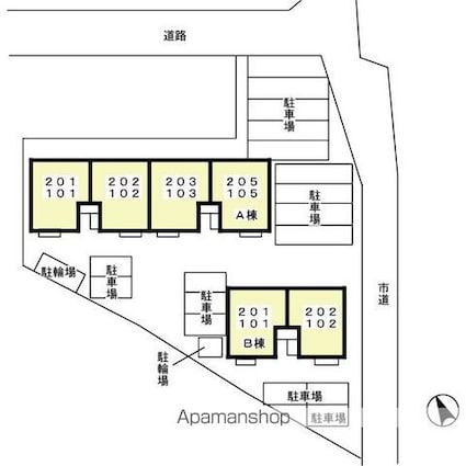 フローレス・リーベＡＢ[2LDK/55.44m2]の配置図