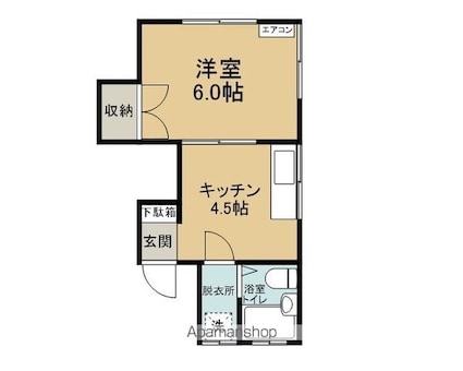 Ｆｅｅｌ　Ｆｉｎｅ　ＳＨＩＮＯＤＡ[1K/25.26m2]の間取図
