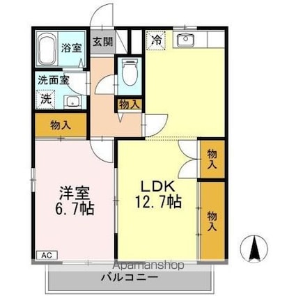 アモロッソ　Ｓ＆Ｓ[1LDK/49.27m2]の間取図