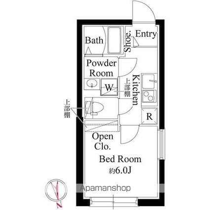 ルーム馬込[1K/20.06m2]の間取図