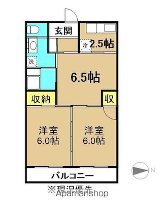 ＭＡＲＵＣＯ　Ｎｉｈｏｎｍａｔｕ[2DK/44m2]の間取図