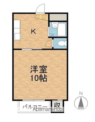 コーポＴ＆Ｔ吉田[1K/25.9m2]の間取図
