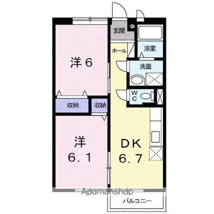 和歌山県和歌山市松江中１丁目[2DK/46.13m2]の間取図