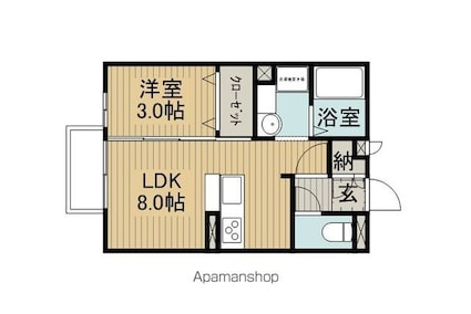 エリシアンつかまＡ棟[1LDK/29.25m2]の間取図