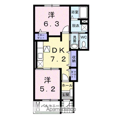 宮崎県延岡市愛宕町３丁目[2DK/46.49m2]の間取図