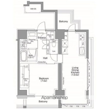 ザ・パークハビオＳＯＨＯ南青山[1LDK/52.05m2]の間取図