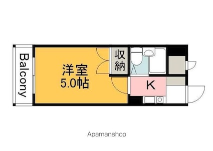 コート上東雲[1K/16.5m2]の間取図