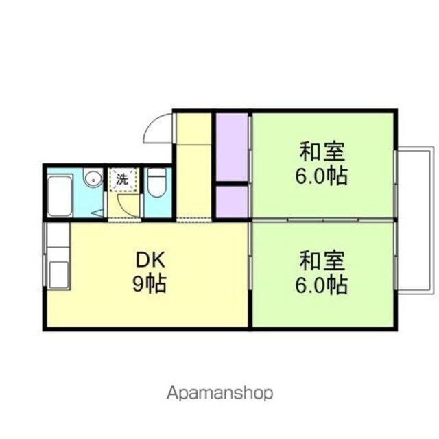 和歌山県和歌山市松江中１丁目[2LDK/41.64m2]の間取図