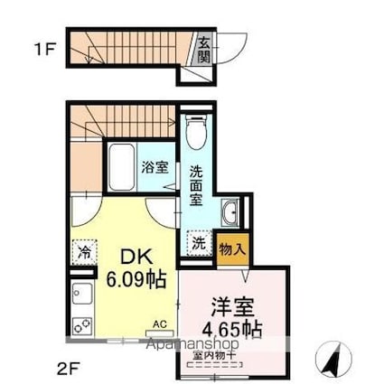 ラリュール赤塚Ｉ[1DK/33.33m2]の間取図
