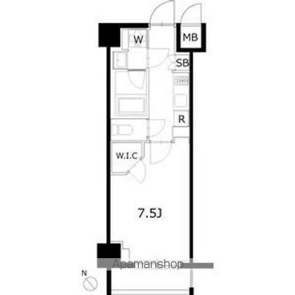 ケーディーエックスレジデンス豊洲[1K/25.95m2]の間取図