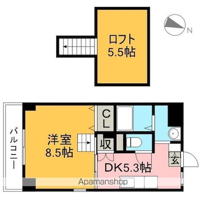 ピープルハウスⅡ[1DK/38.5m2]の間取図