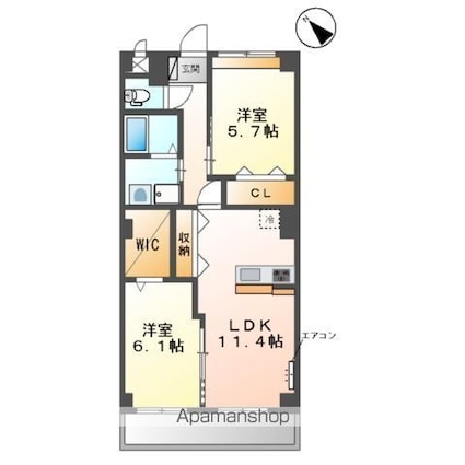 メゾンアイリス[2LDK/58.32m2]の間取図