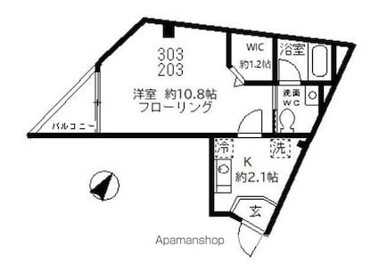 クリサンス小石川[1K/32.5m2]の間取図