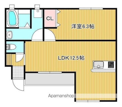 マルラニ　北棟[1LDK/40m2]の間取図