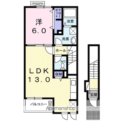 滋賀県大津市神領２丁目[1LDK/49.14m2]の間取図