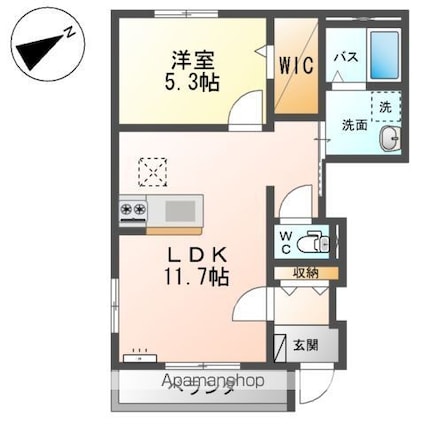 コスモ　ガーデン[1LDK/42.74m2]の間取図