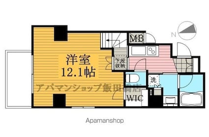 フェニックス新宿夏目坂[1K/38.06m2]の間取図