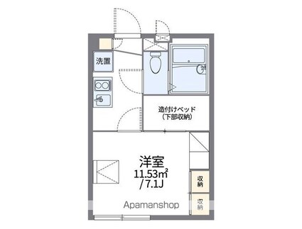 レオパレスエムワン[1K/19.87m2]の間取図