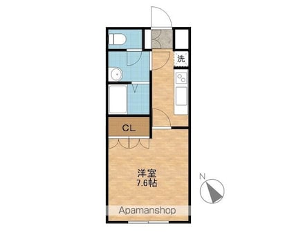 エルシオンⅡ[1K/26.44m2]の間取図
