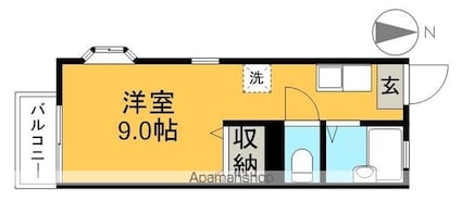 デイライト弥生Ⅰ[1R/22.58m2]の間取図