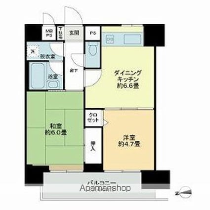 ライオンズマンション練馬[2DK/44.1m2]の間取図