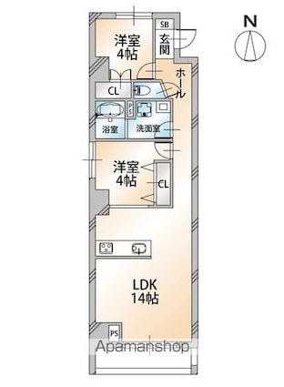 唐人荘[2LDK/56m2]の間取図