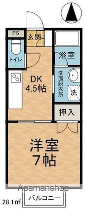 メゾニティ牧野Ａ[1DK/28.1m2]の間取図