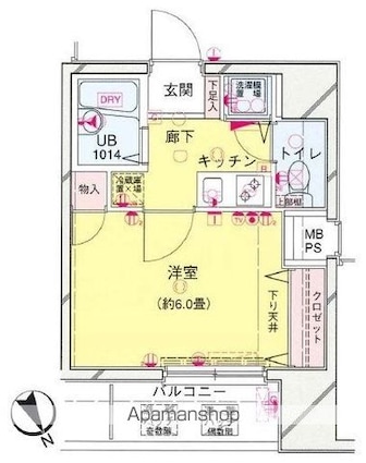 シンシア西早稲田[1K/21.75m2]の間取図