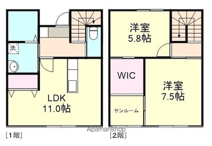 Ｃｏｃｏｒｉｚｅ　Ｂ棟[2LDK/67.06m2]の間取図
