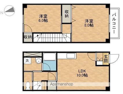エルレーブＡ棟・Ｂ棟[2LDK/59.62m2]の間取図