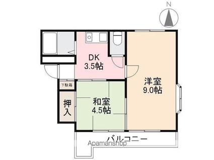 ウィズ番町[2DK/35.4m2]の間取図