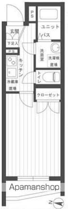 ディム三軒茶屋[1K/25.45m2]の間取図
