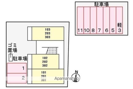 ジャンレジダンスＭ[1K/24.25m2]の配置図