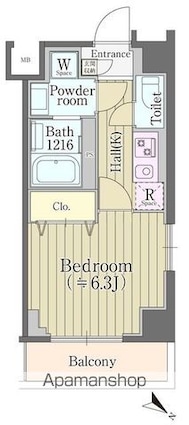 レジデンス西早稲田[1K/24.35m2]の間取図