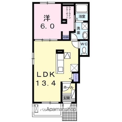 グリーンヒルズⅡ[1LDK/47.08m2]の間取図
