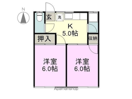 藤ハイツ[2DK/34.78m2]の間取図