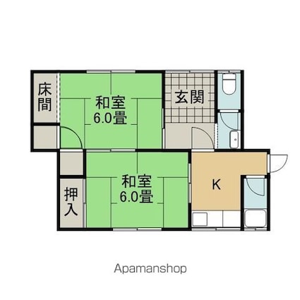 衣干４丁目６－１・２号貸家[2DK/43m2]の間取図