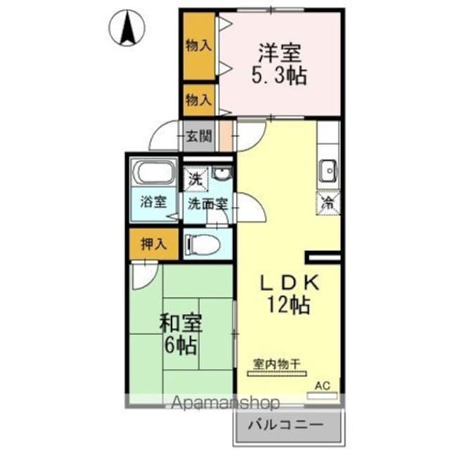 オレンジハウス　Ａ棟[2LDK/50.38m2]の間取図