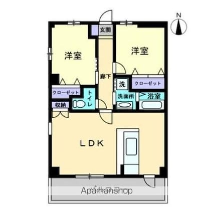 香川県高松市上福岡町[2LDK/59.91m2]の間取図