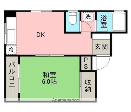 セレクトハウス山三[1DK/26.43m2]の間取図