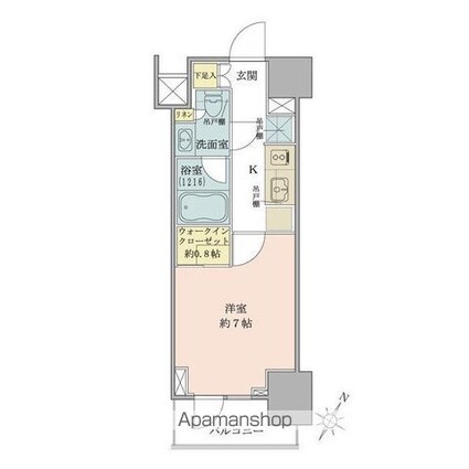 ザ・パークワンズ品川戸越[1K/25.03m2]の間取図
