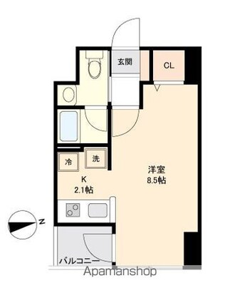 ＫＤＸレジデンス仙台駅東[1R/25.61m2]の間取図