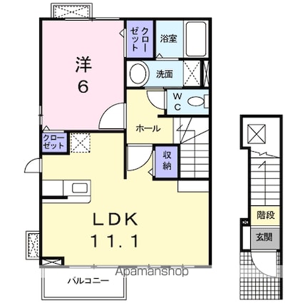 ＡＩＲＡⅢ[1LDK/46.09m2]の間取図