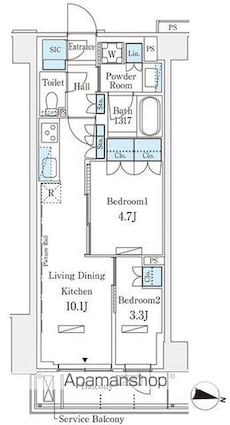 ロイヤルパークス赤羽サウス[2LDK/44.1m2]の間取図