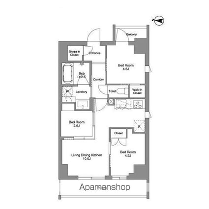 ＢＰＲレジデンス東日暮里[3LDK/50.16m2]の間取図