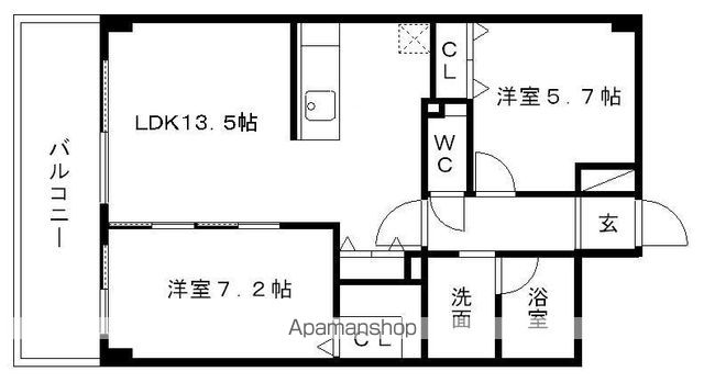 【福岡市中央区大手門のマンションの間取り】