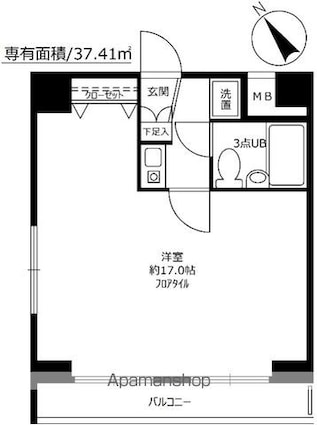 岡田ビル[1K/37.41m2]の間取図