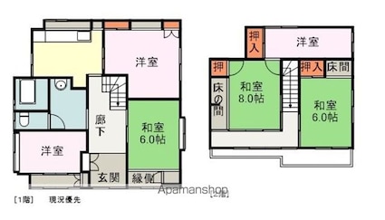 東土堂町貸家[3DK/42m2]の間取図