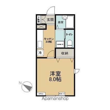 ベルシティ大矢沢Ｃ[1K/28.16m2]の間取図